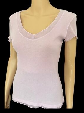 Emozioni V Neck Cotton Top Short Sleeves Size S